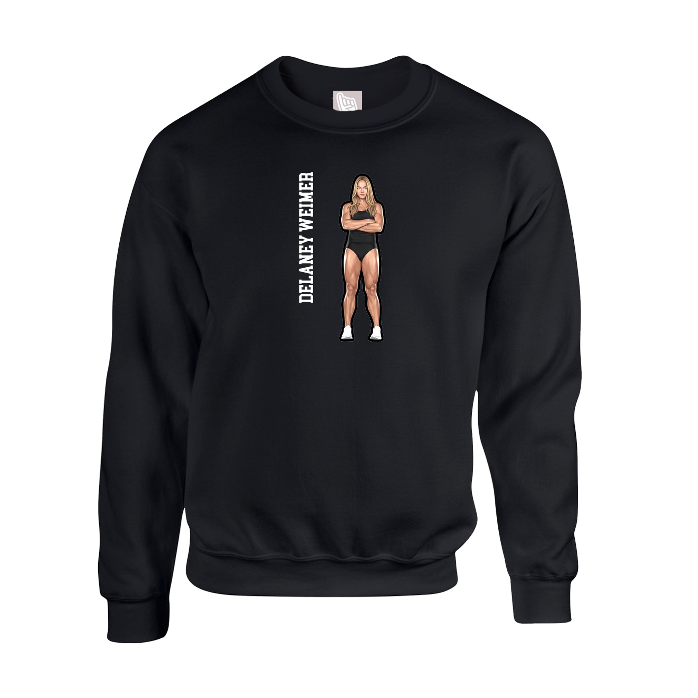 Fleece Crew — Name Vertical in Black