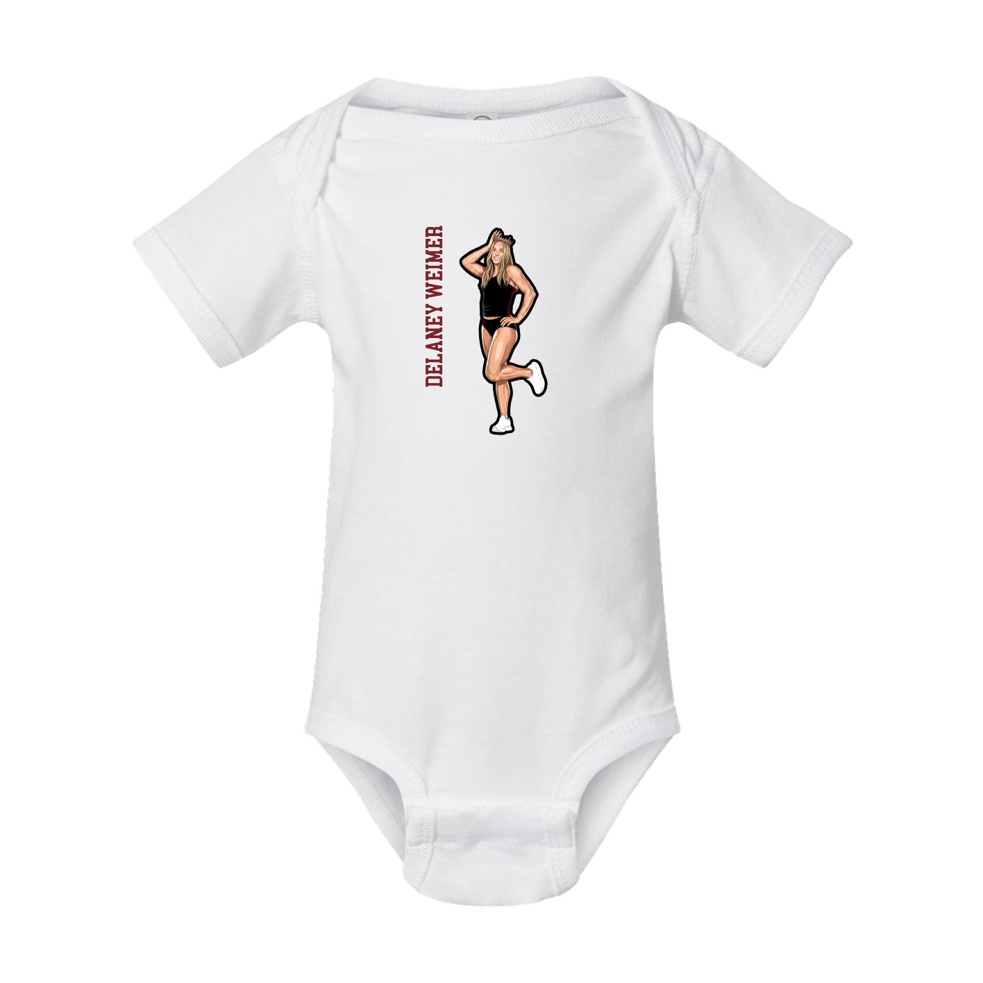 Baby Onesie — Name Vertical in White