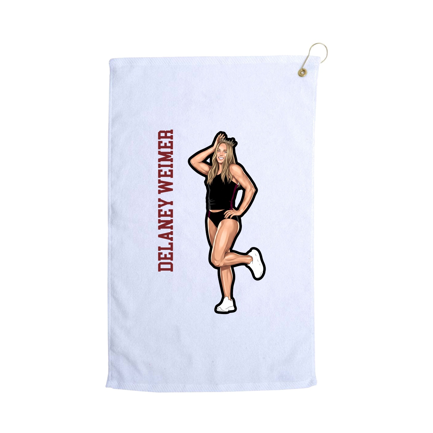 Golf Towel — Name Vertical in White