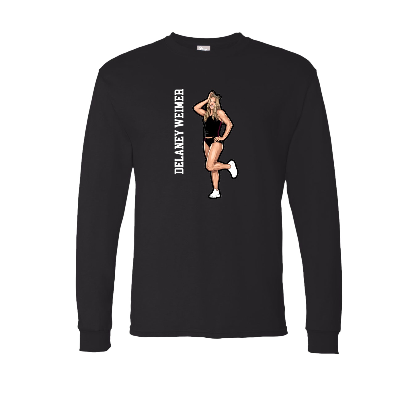Long Sleeve Tee — Name Vertical in Black