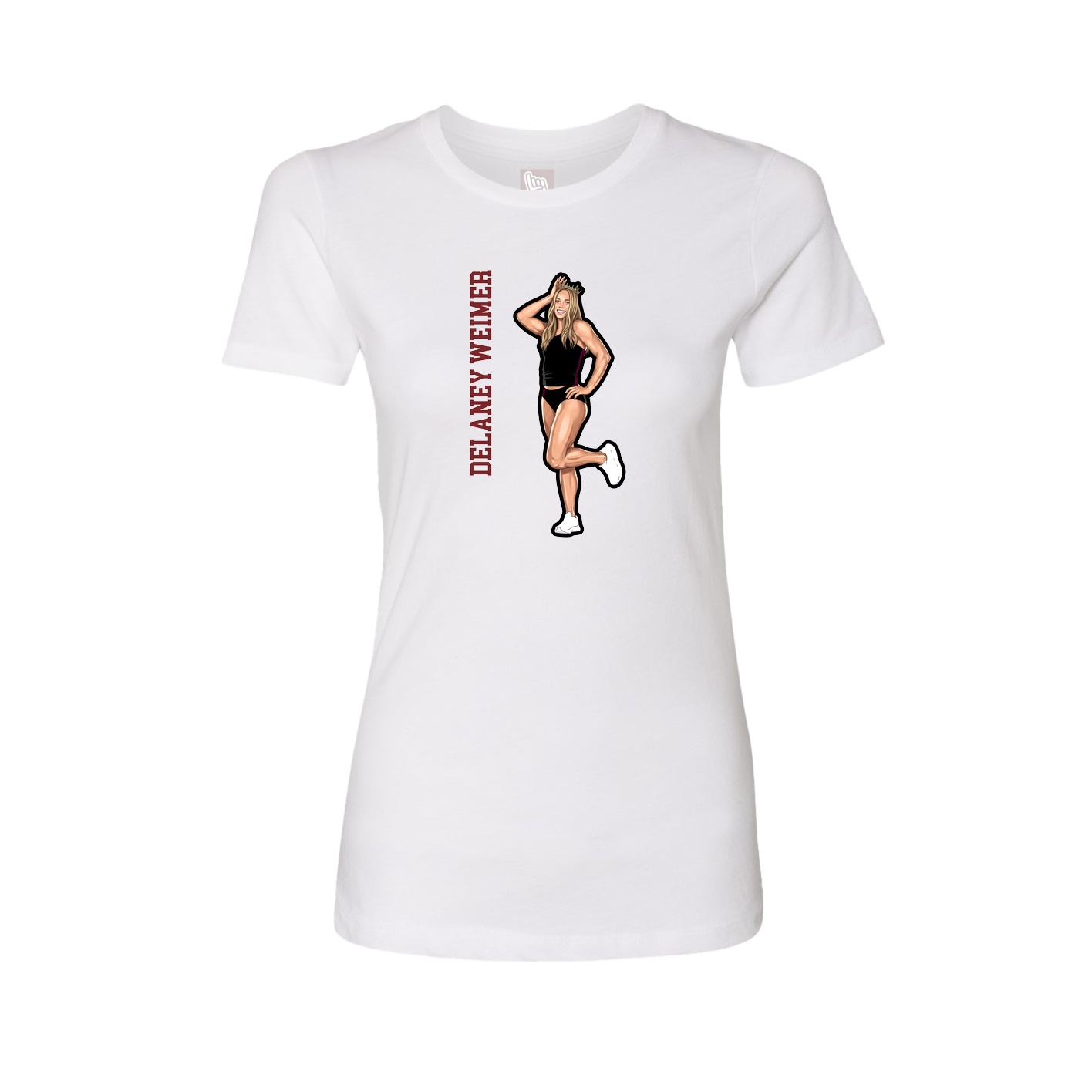 Womens Tee — Name Vertical in White