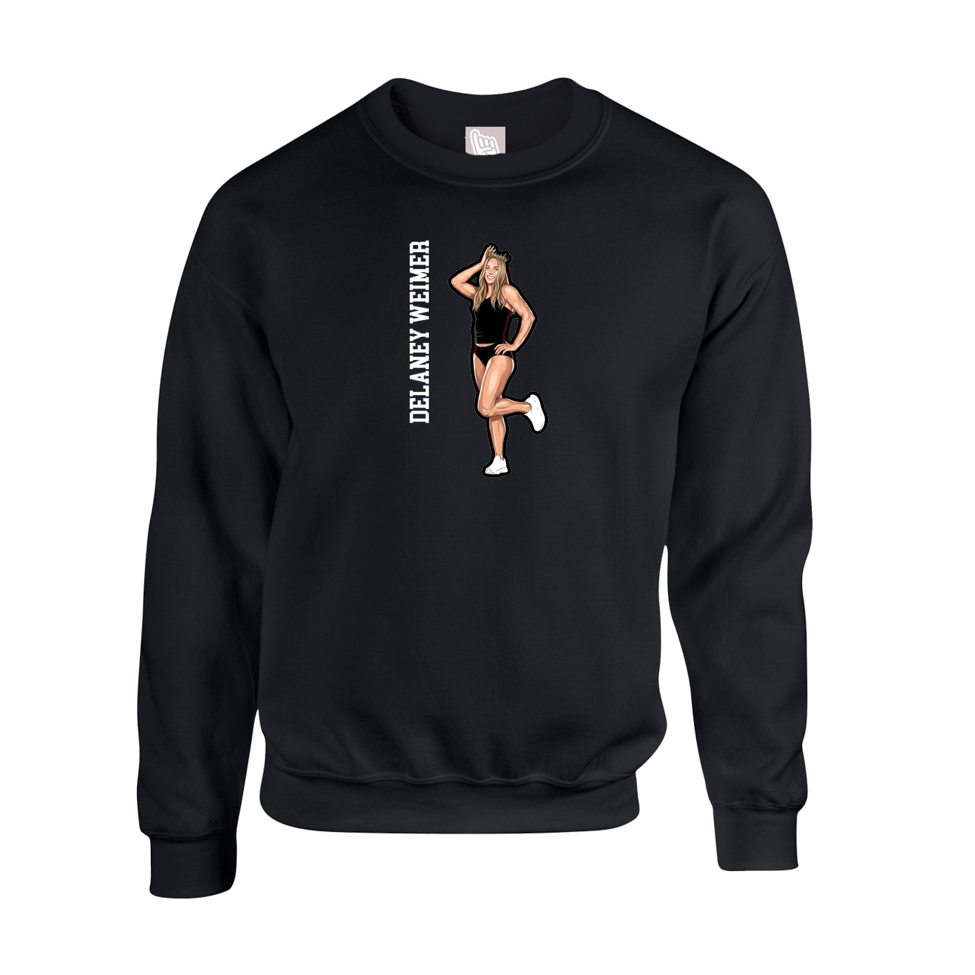 Fleece Crew — Name Vertical in Black