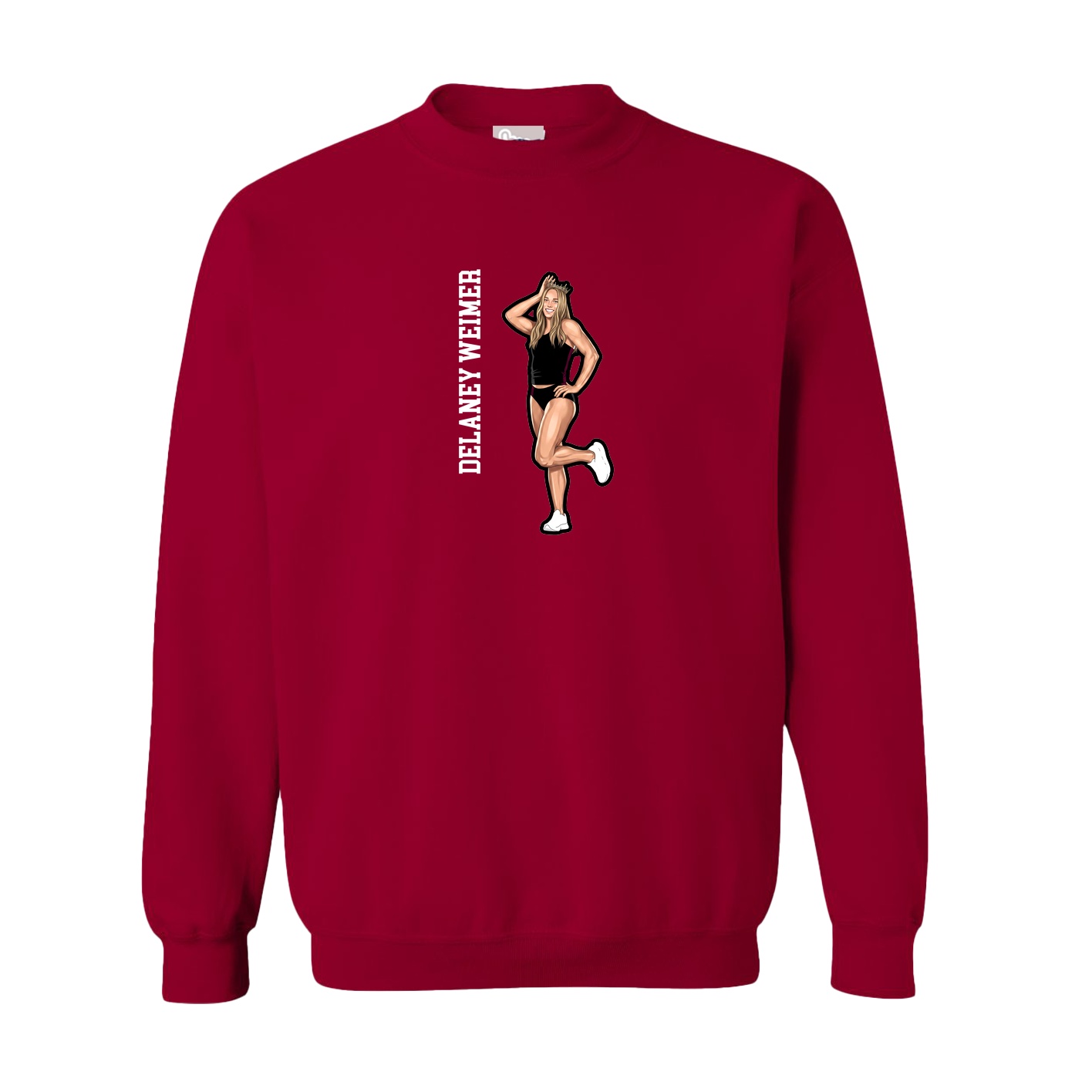 Fleece Crew — Name Vertical in Cardinal