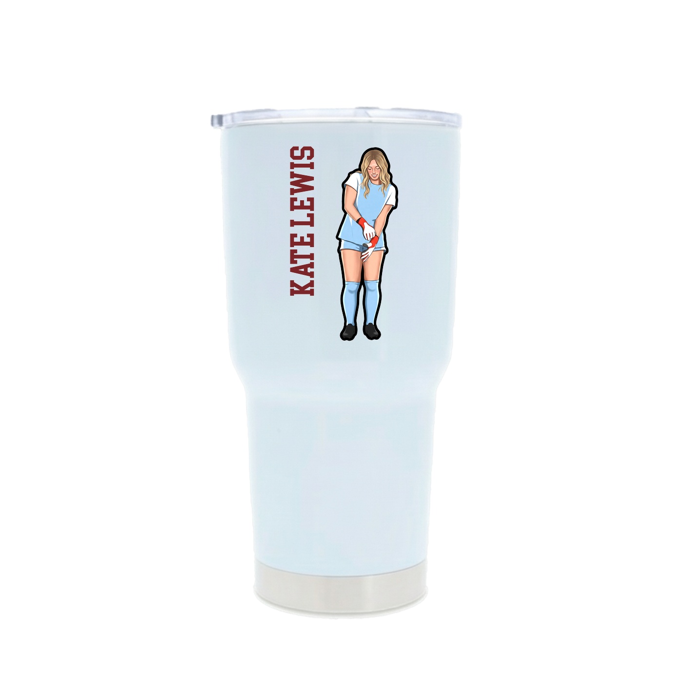 30oz Stainless Steel Tumbler — Name Vertical in White