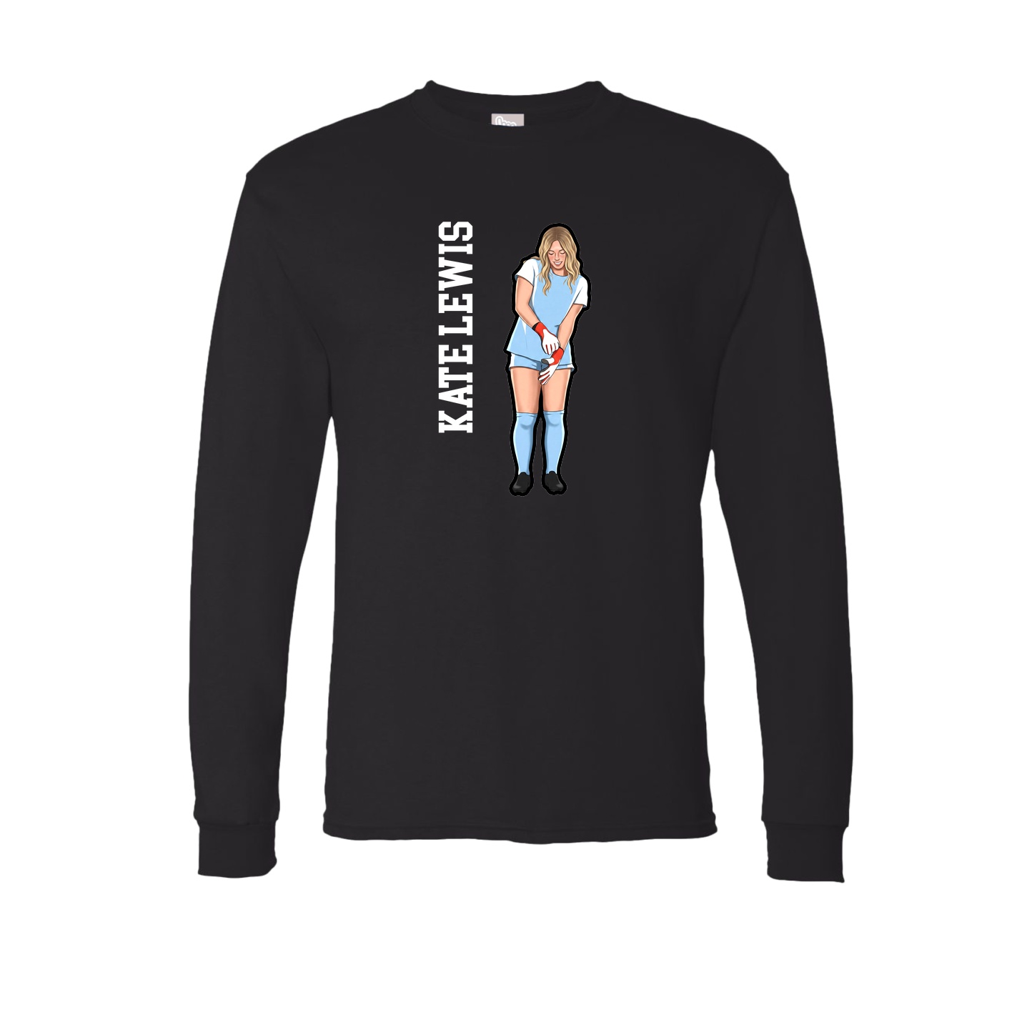 Long Sleeve Tee — Name Vertical in Black