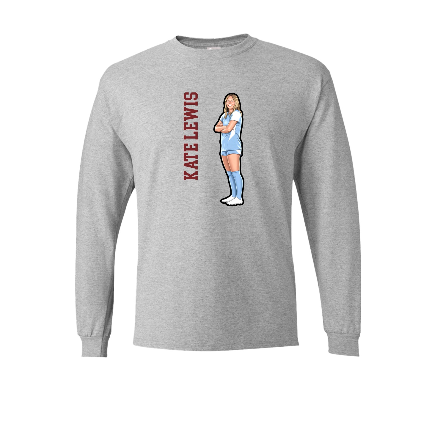 Long Sleeve Tee — Name Vertical in Grey
