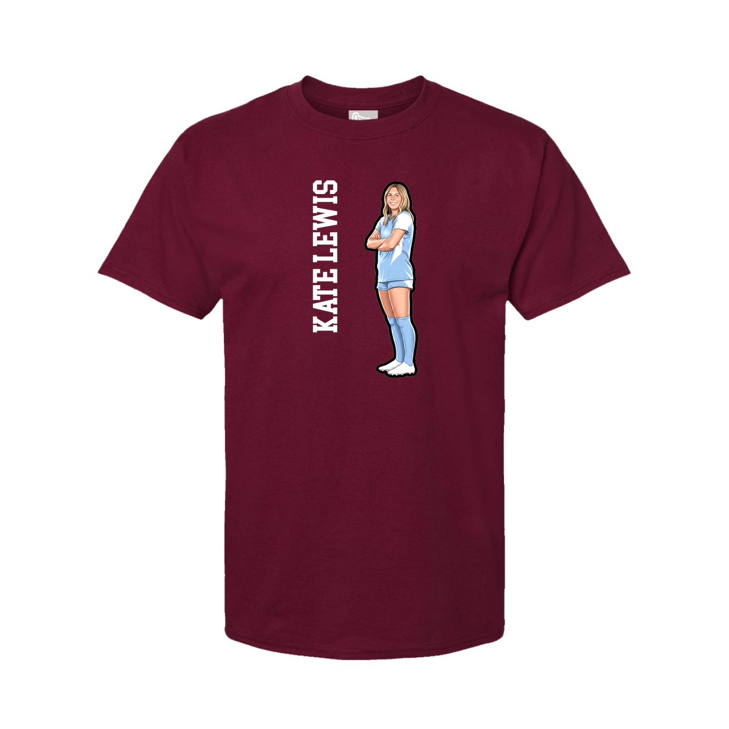 Youth Tee — Name Vertical in Cardinal