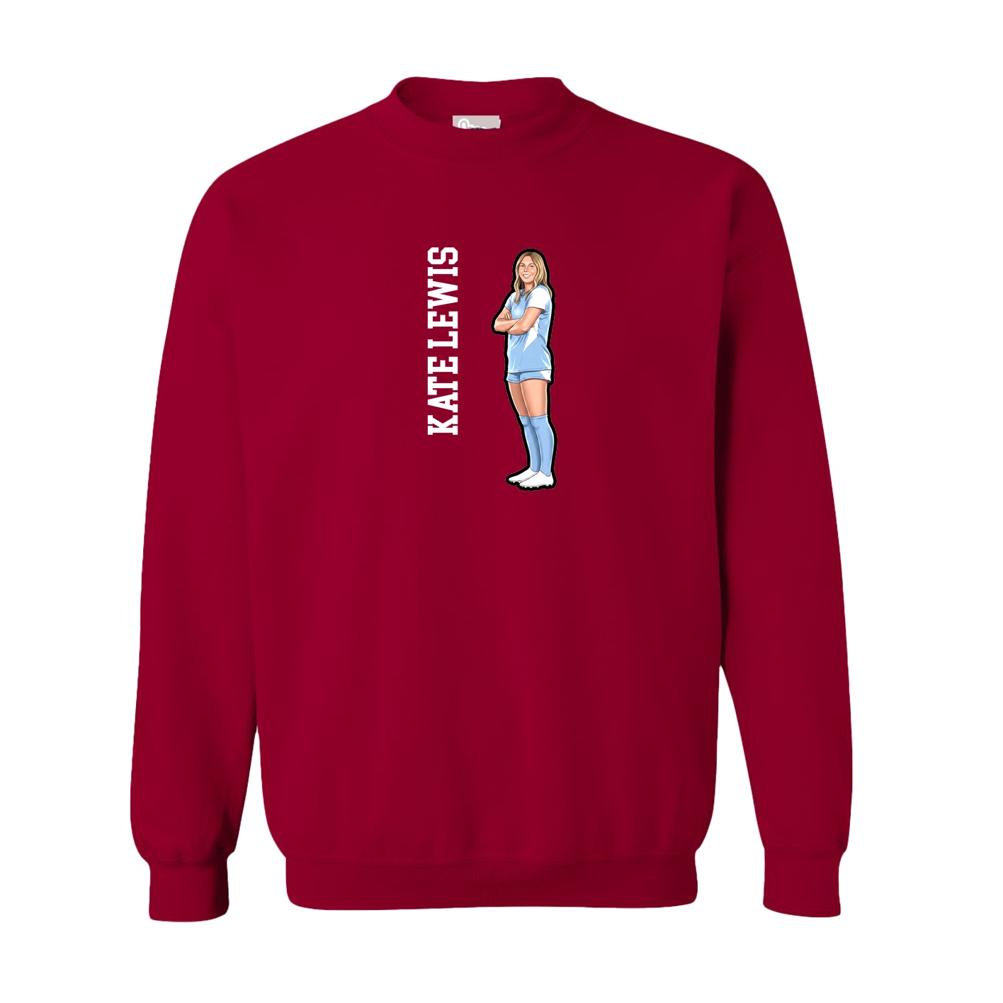 Fleece Crew — Name Vertical in Cardinal