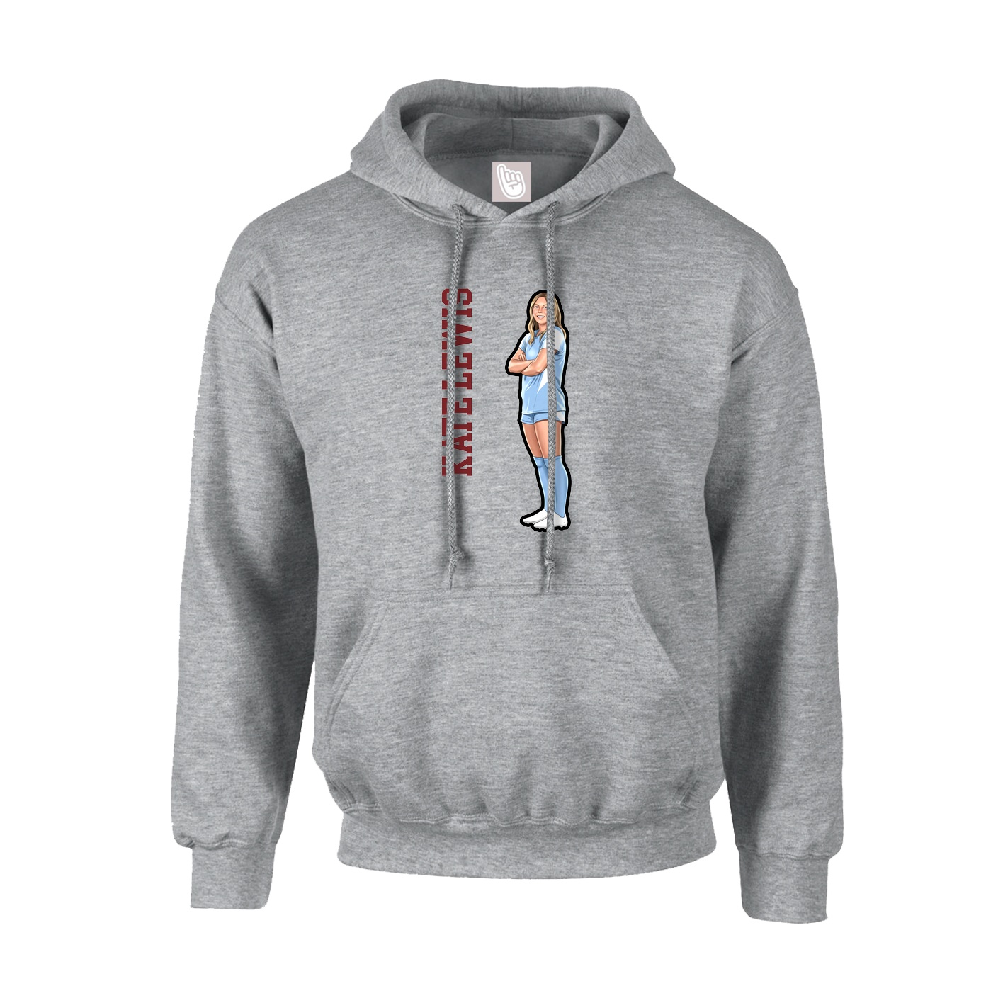 Youth Hoodie — Name Vertical in Grey