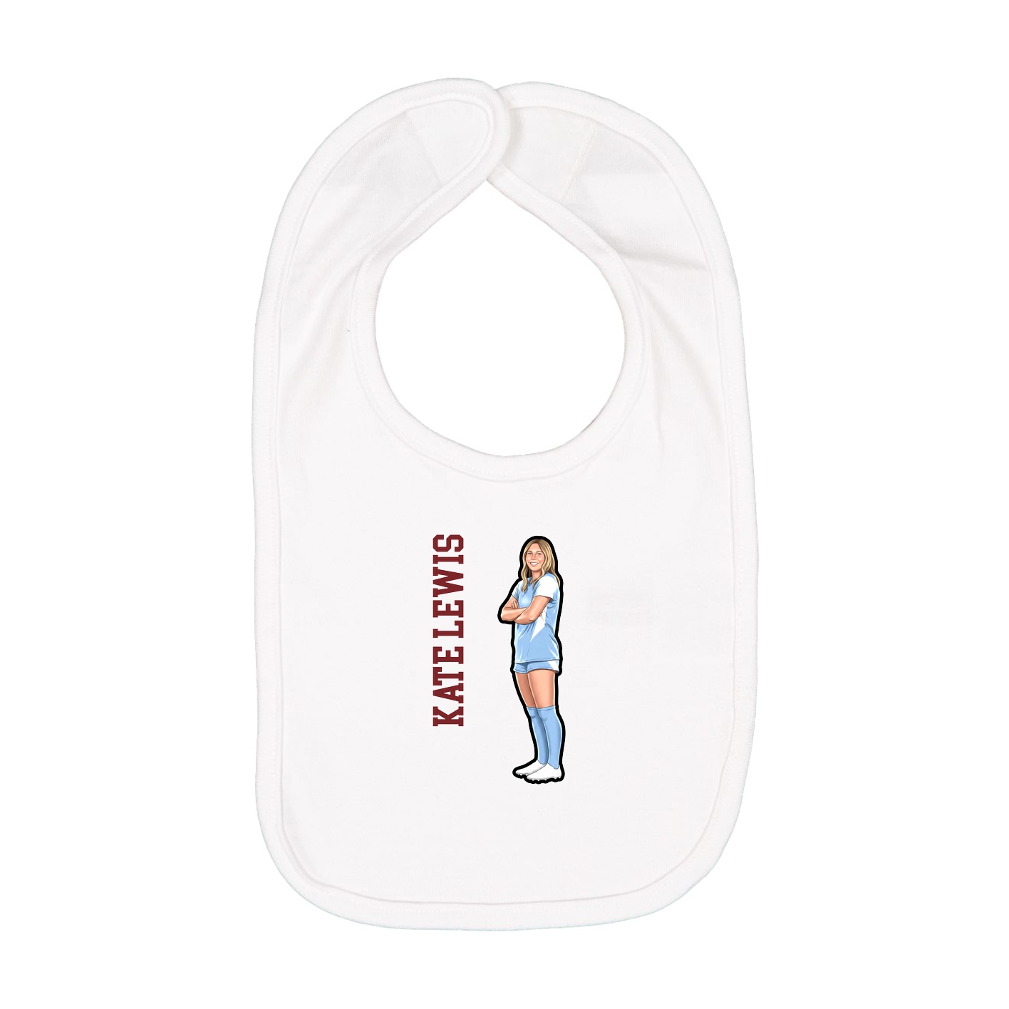 Infant Bib — Name Vertical in White