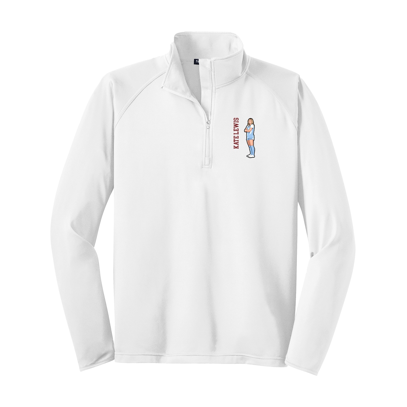 Q-Zip Pullover — Name Vertical in White