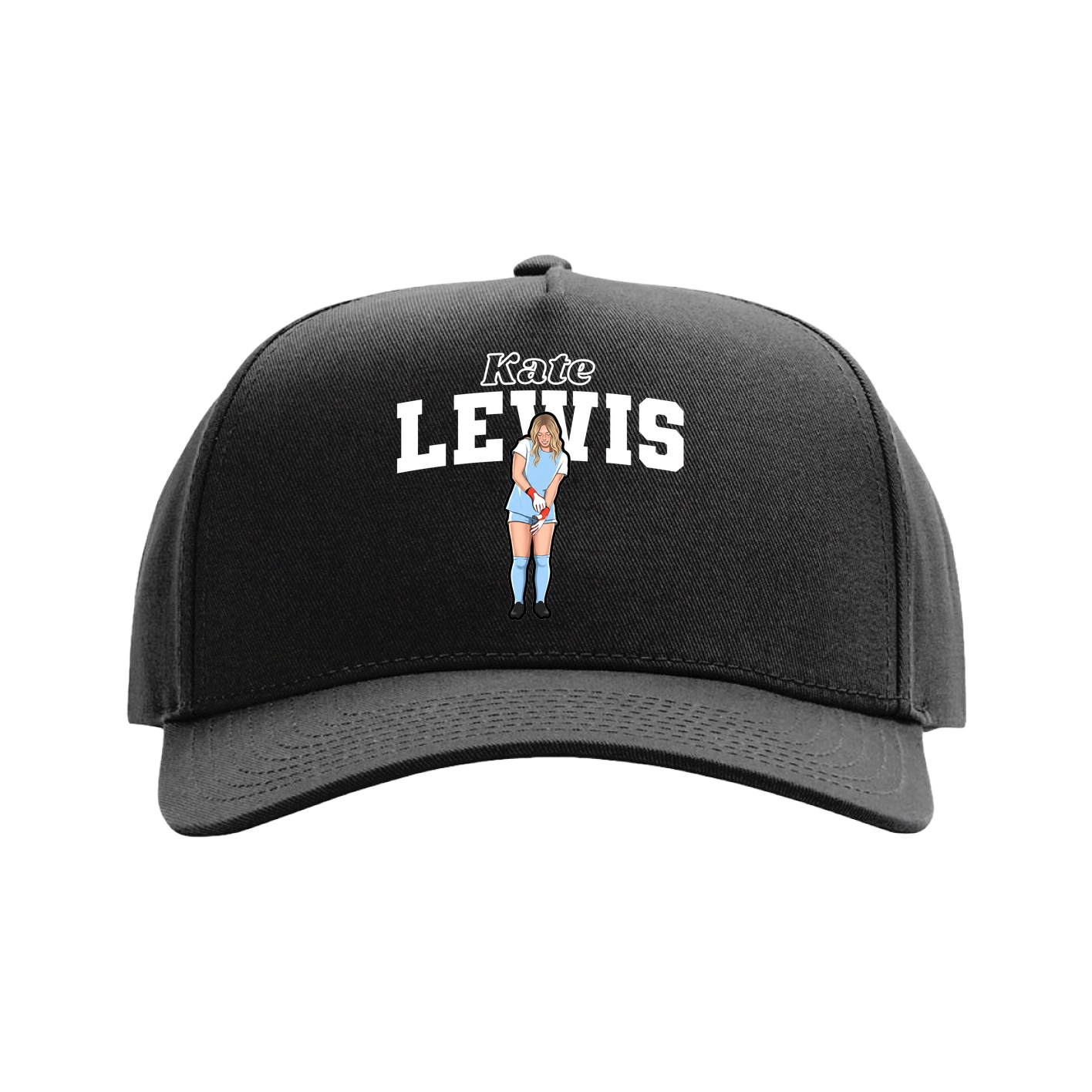 Full Fabric Five-Panel Champ Cap — Name Arch in Black