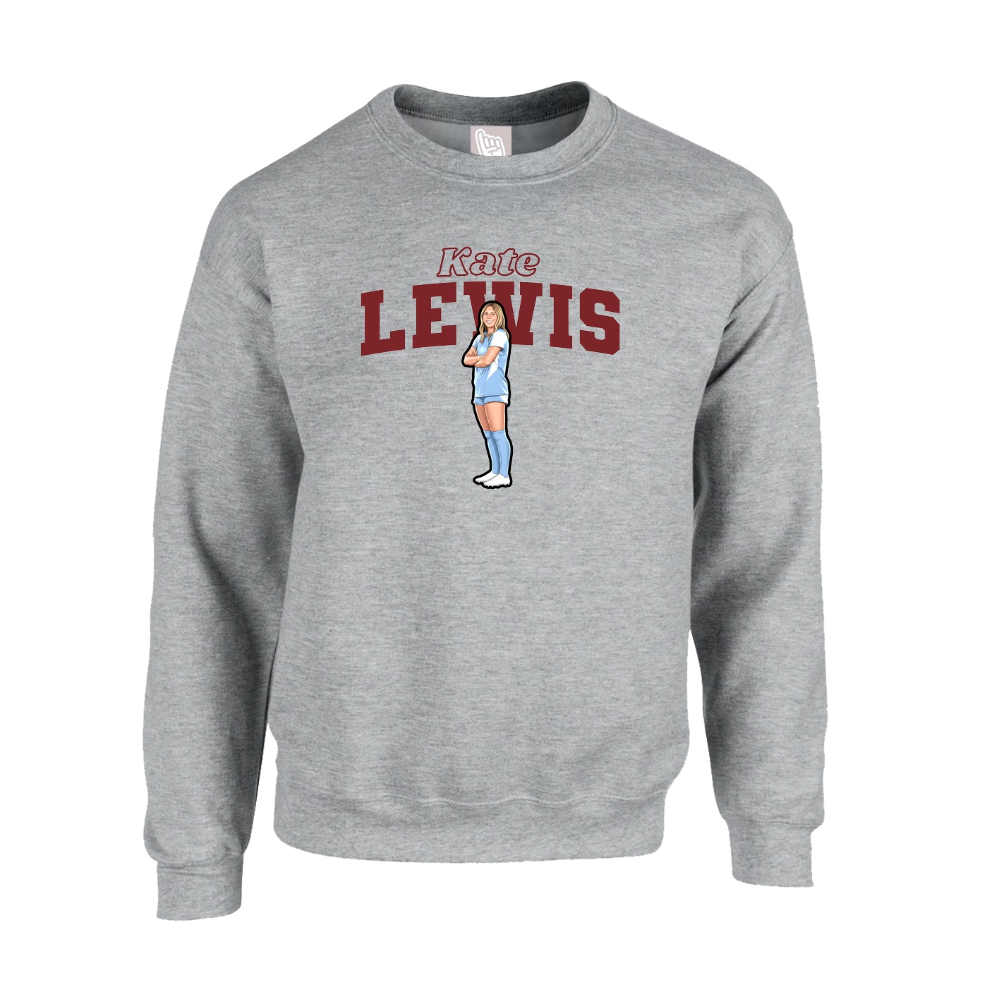 Fleece Crew — Name Arch in Grey
