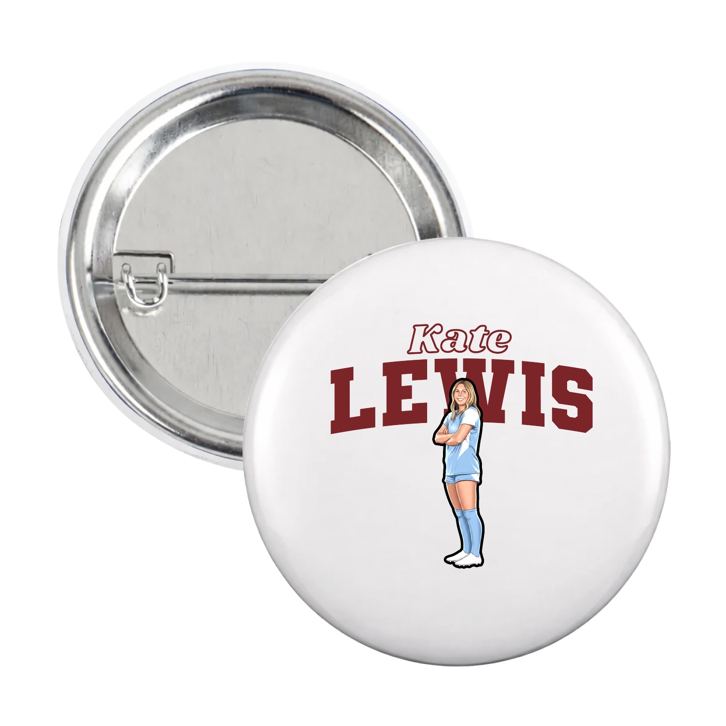 Game Day Button — Name Arch in White