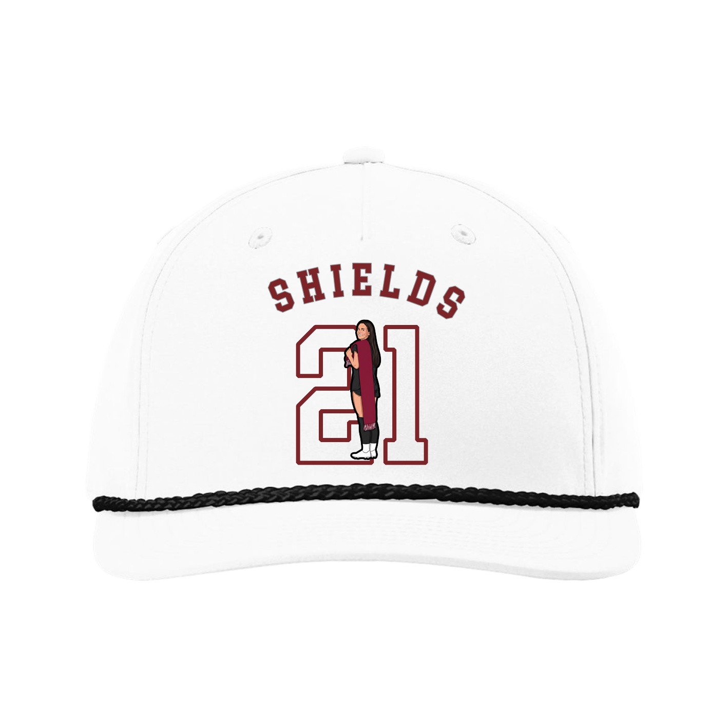 Five-Panel Classic Rope Cap — Shirsey Arch in White