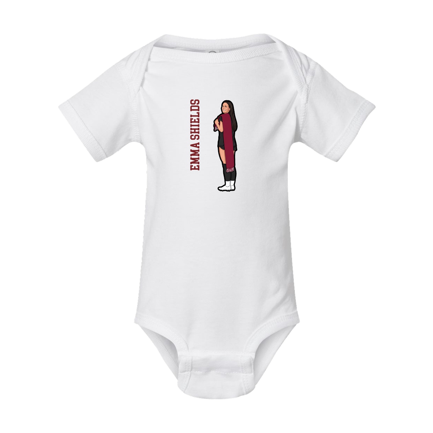 Baby Onesie — Name Vertical in White