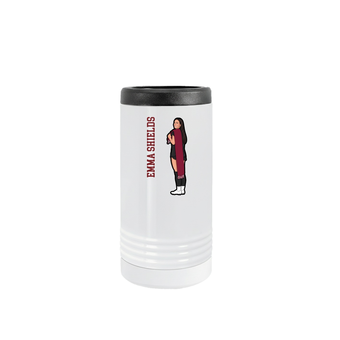 Slim Beverage Holder — Name Vertical in White