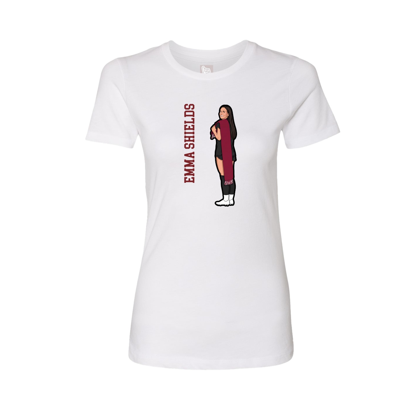 Fitted Women's Tee — Name Vertical in White