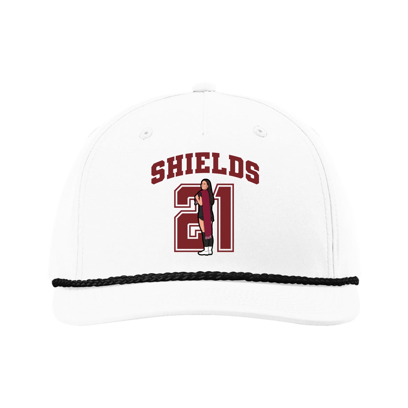 Five-Panel Classic Rope Cap — Number in White