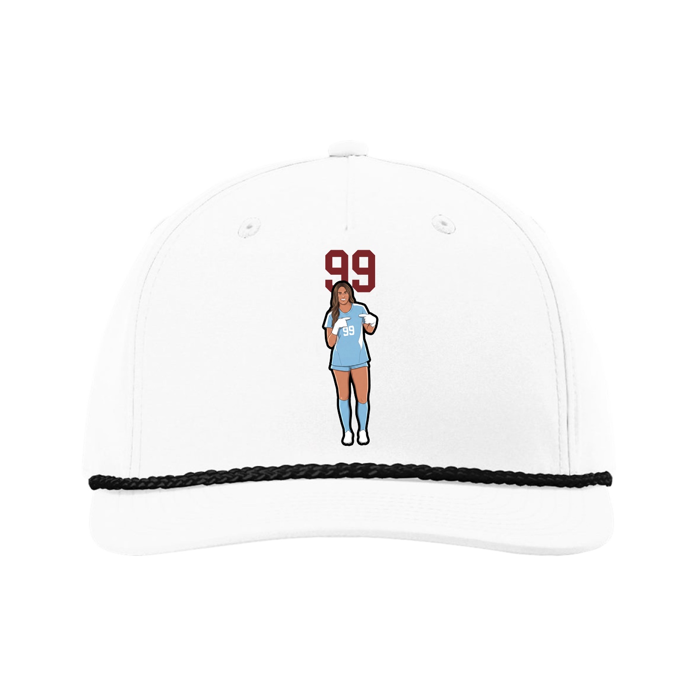 Five-Panel Classic Rope Cap — Number Top in White