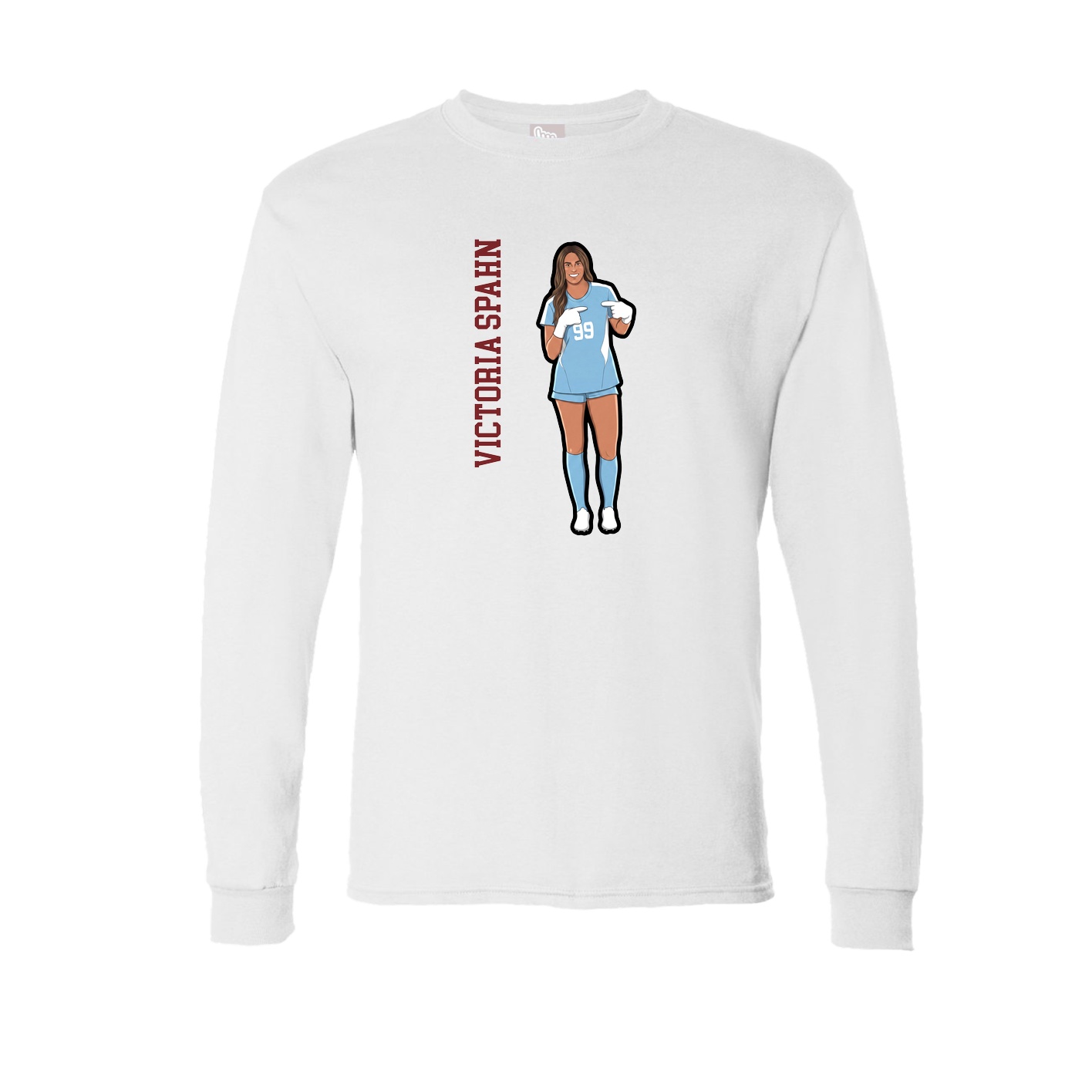 Long Sleeve Tee — Name Vertical in White