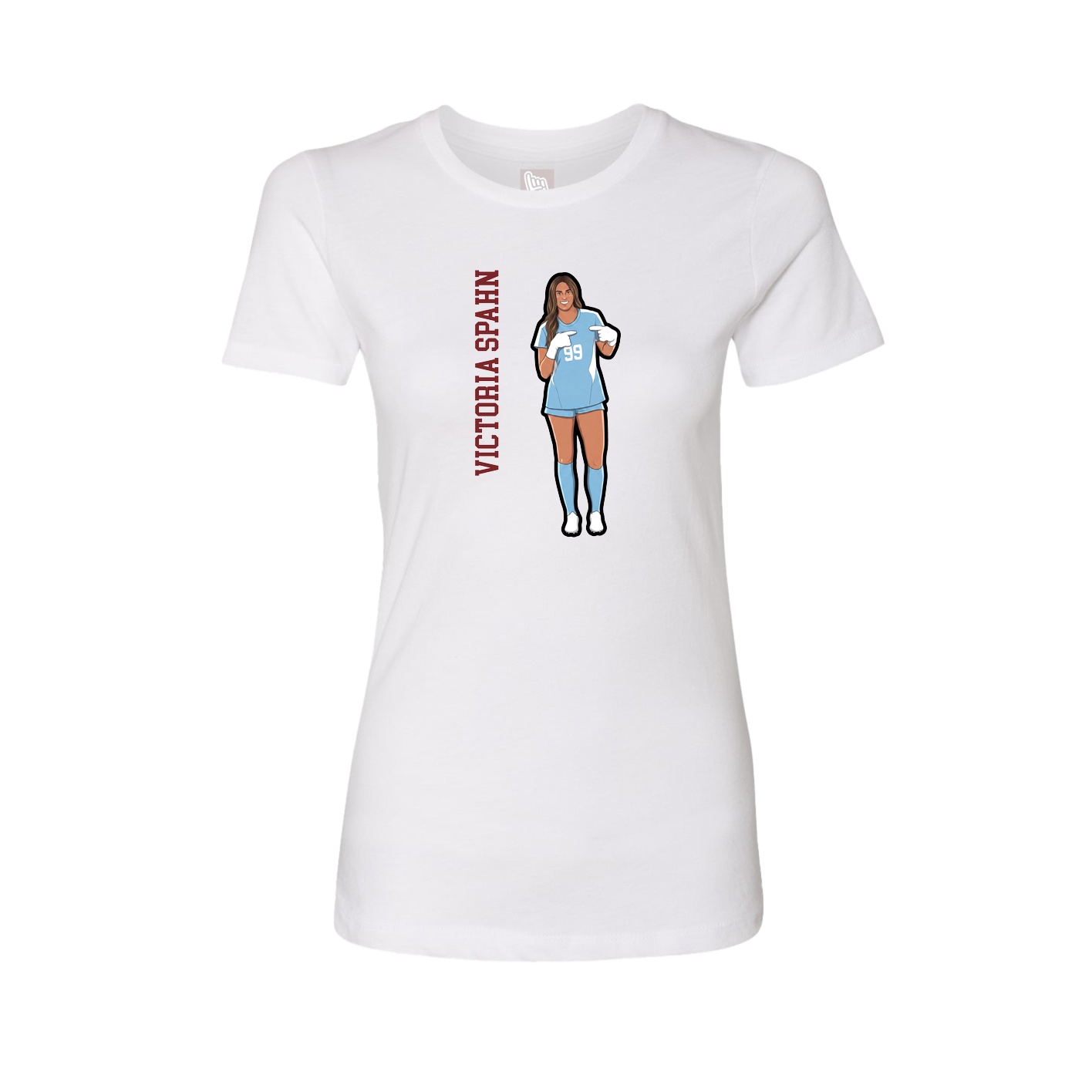 Fitted Women's Tee — Name Vertical in White