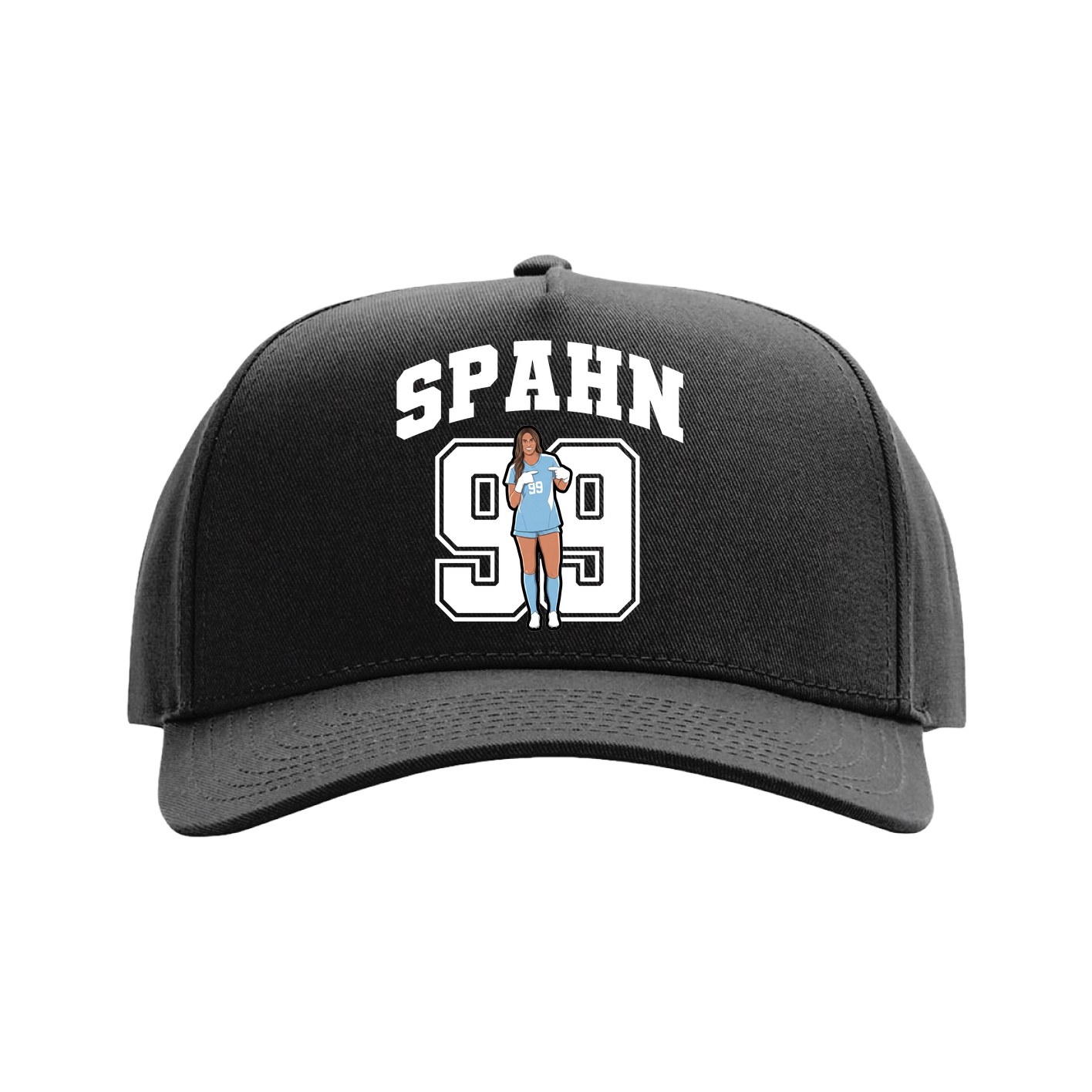 Full Fabric Five-Panel Champ Cap — Number in Black