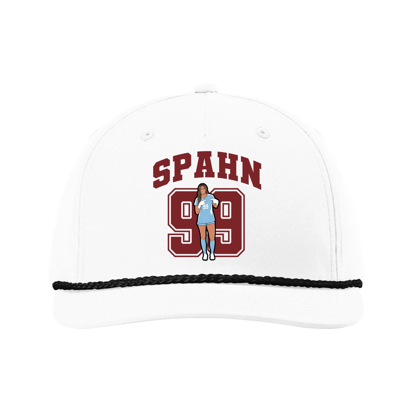 Five-Panel Classic Rope Cap — Number in White
