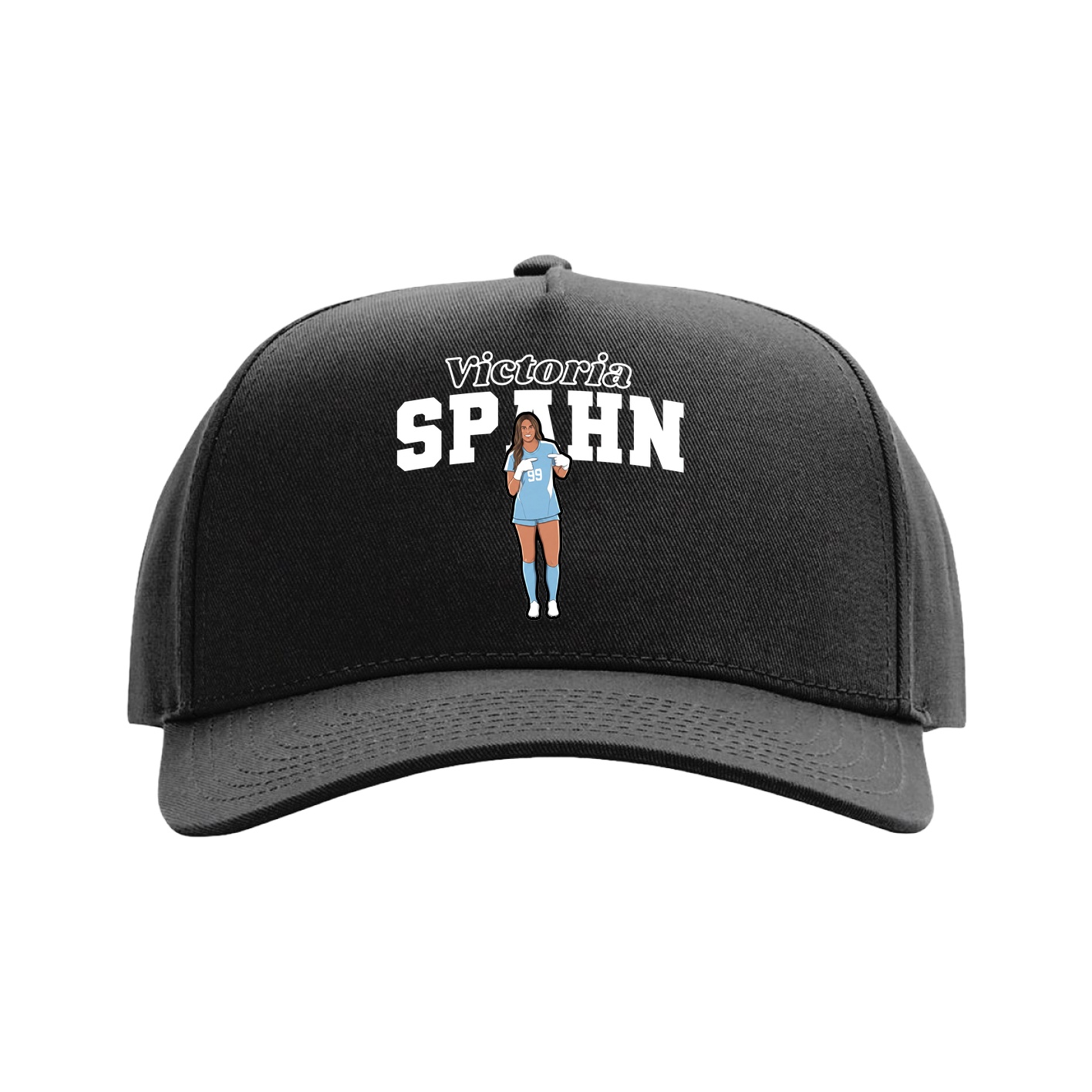 Full Fabric Five-Panel Champ Cap — Name Arch in Black