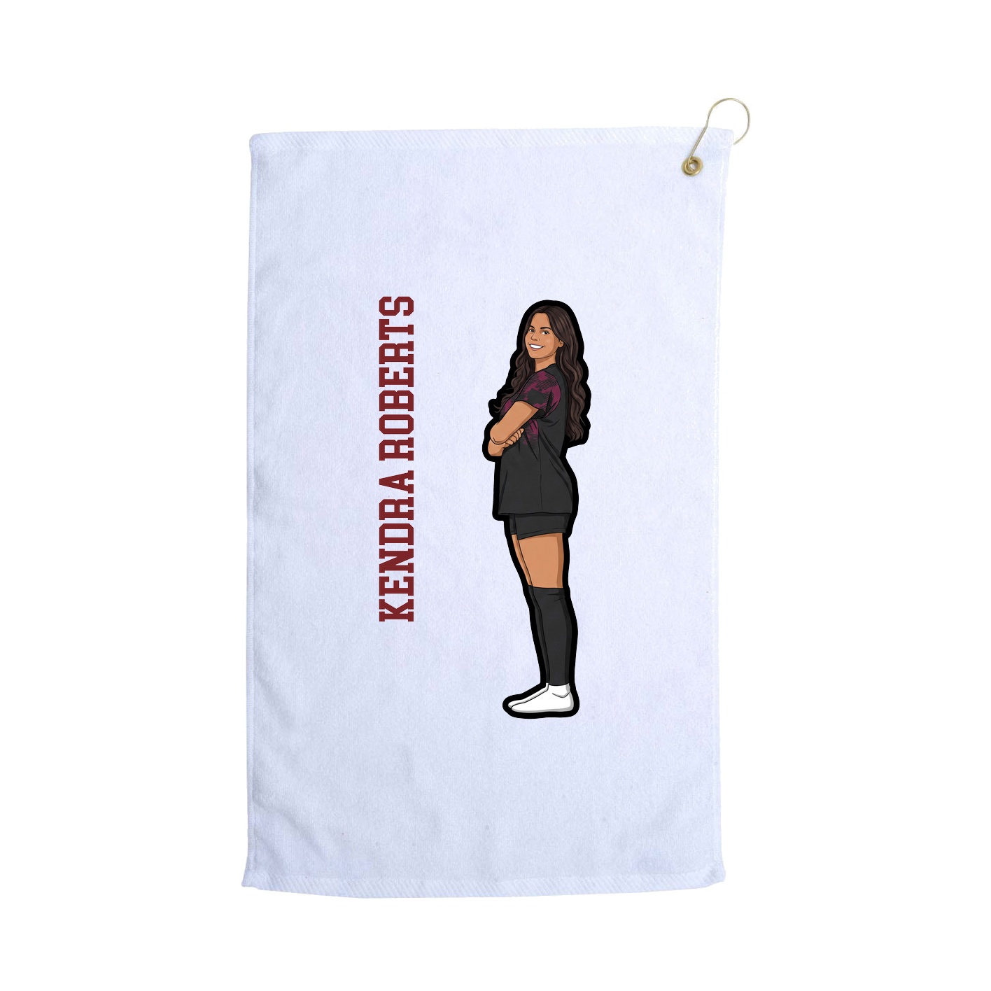 Golf Towel — Name Vertical in White