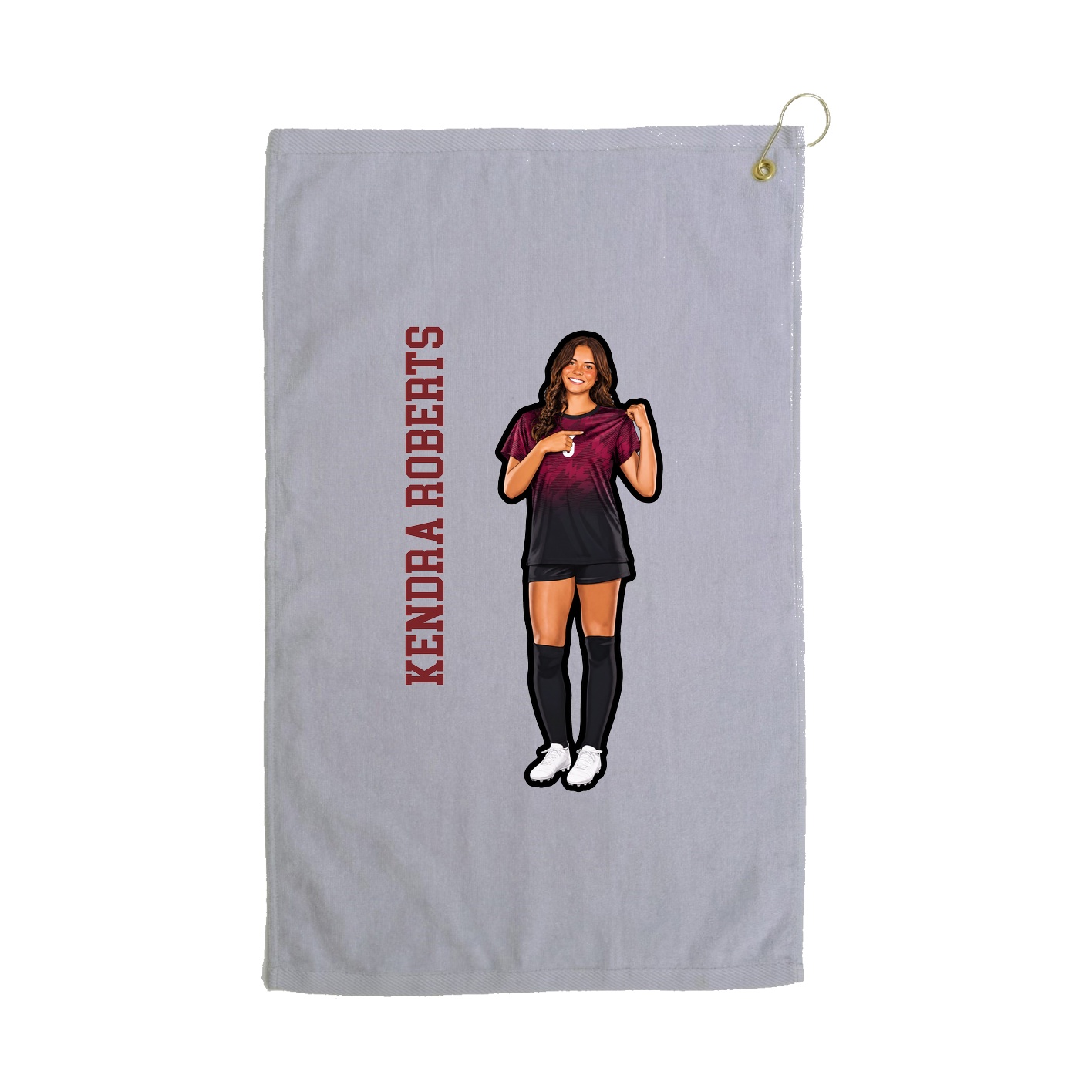 Golf Towel — Name Vertical in Grey