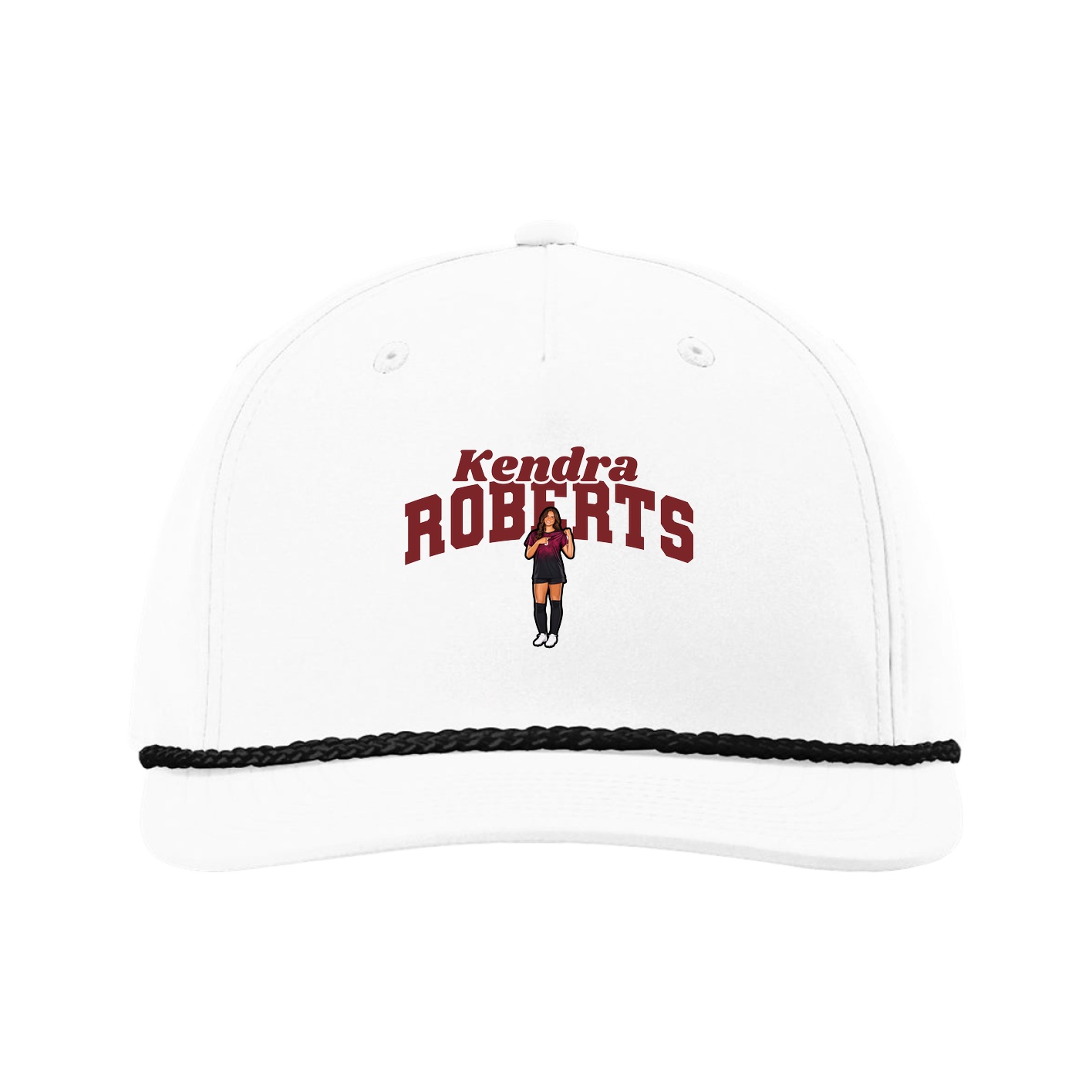Five-Panel Classic Rope Cap — Signature Arch in White