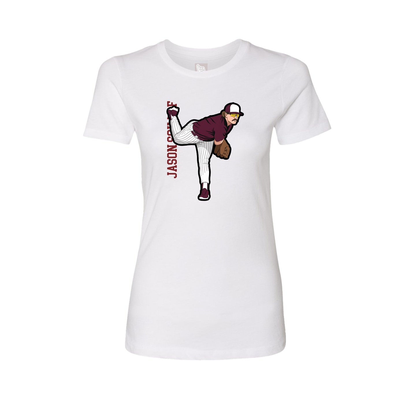 Fitted Women's Tee — Name Vertical in White