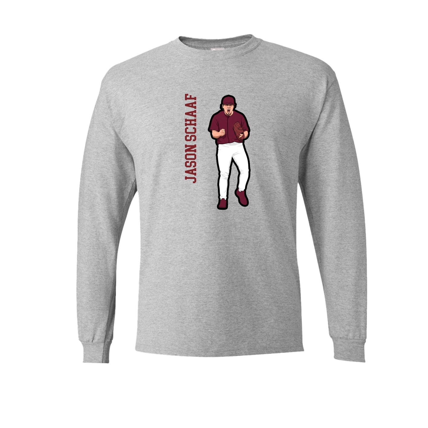 Long Sleeve Tee — Name Vertical in Grey