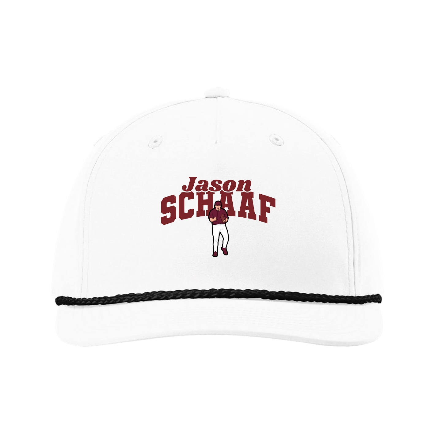 Five-Panel Classic Rope Cap — Signature Arch in White