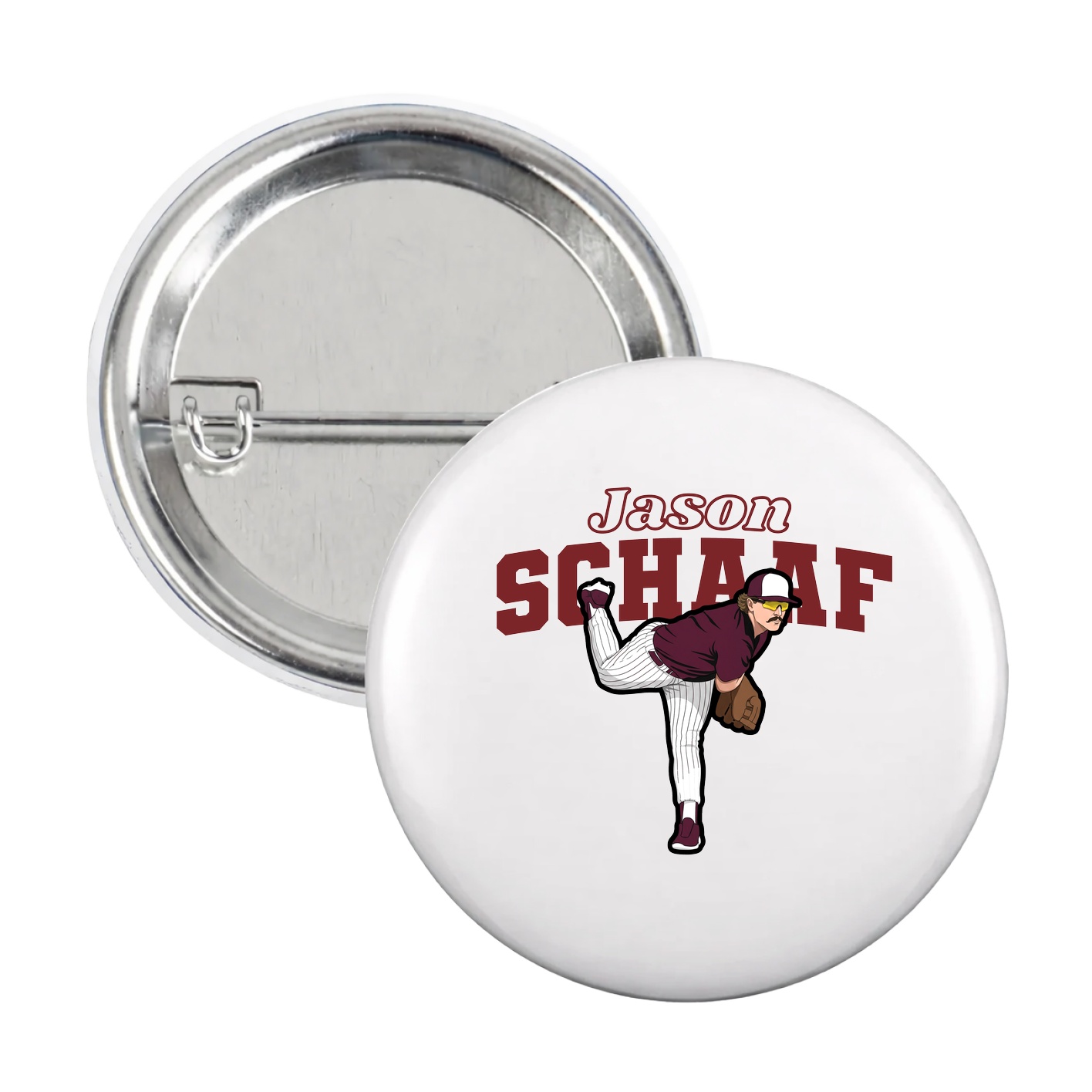 Game Day Button — Name Arch in White
