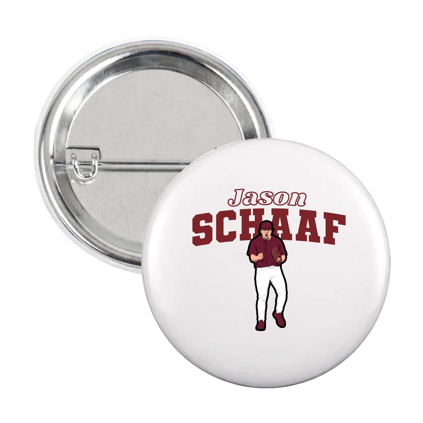 Game Day Button — Name Arch in White
