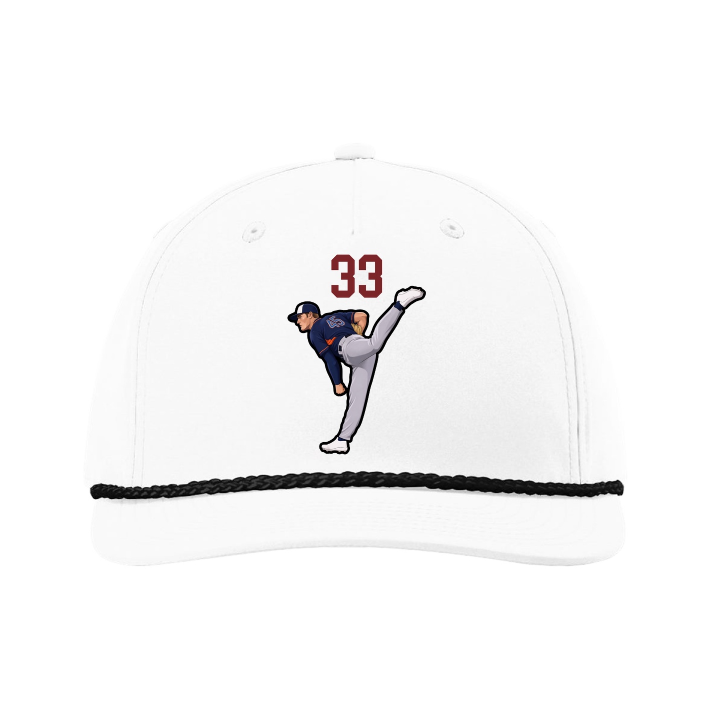 Five-Panel Classic Rope Cap — Number Top in White