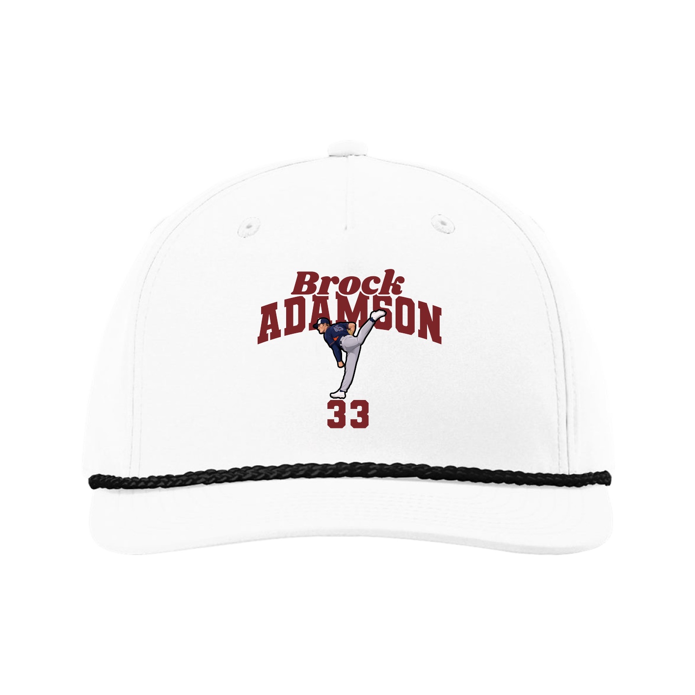 Five-Panel Classic Rope Cap — Signature Arch in White