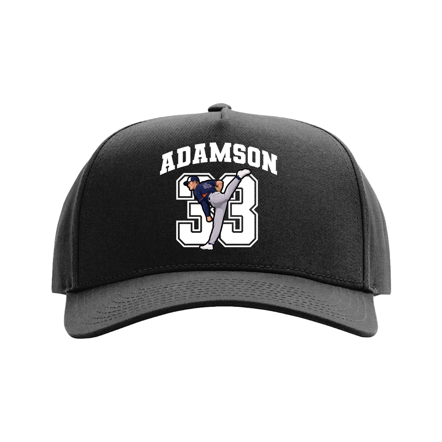 Full Fabric Five-Panel Champ Cap — Number in Black