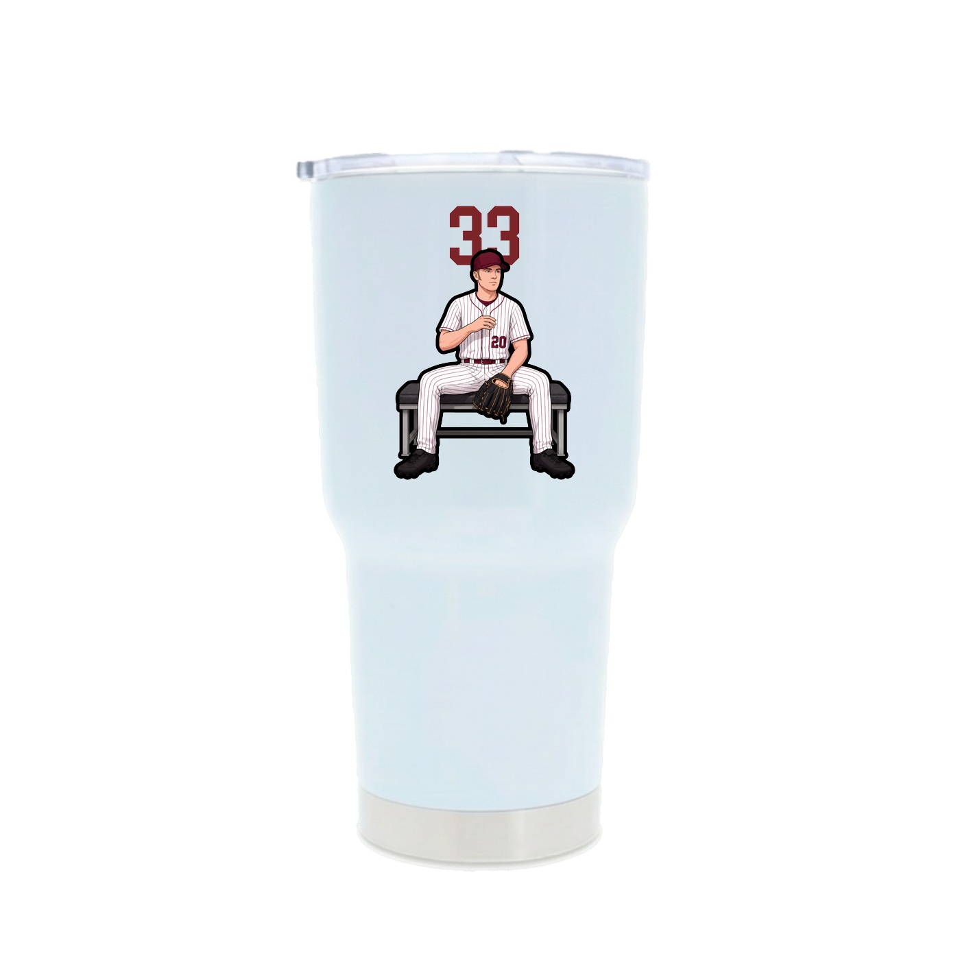 30oz Stainless Steel Tumbler — Number Top in White
