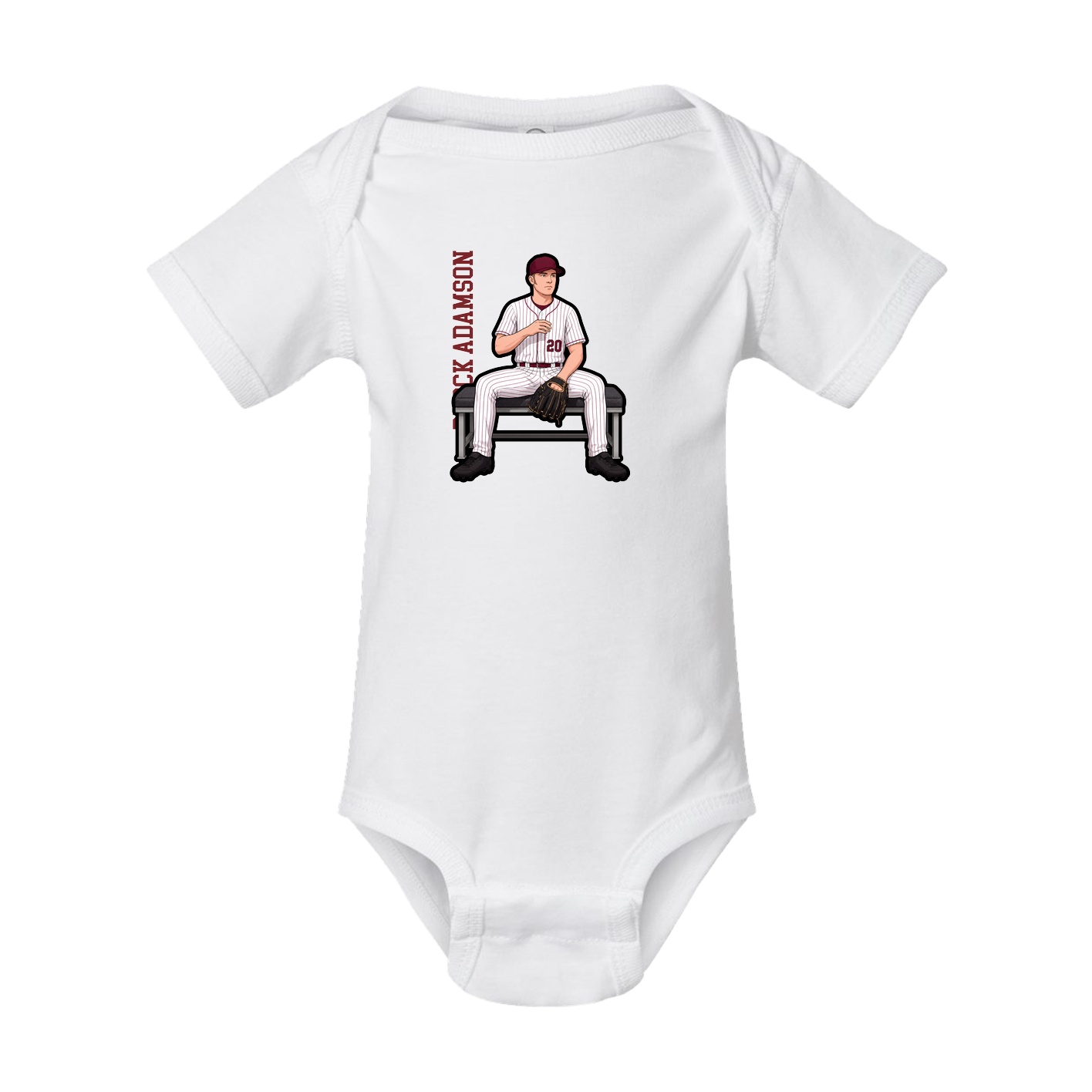 Baby Onesie — Name Vertical in White