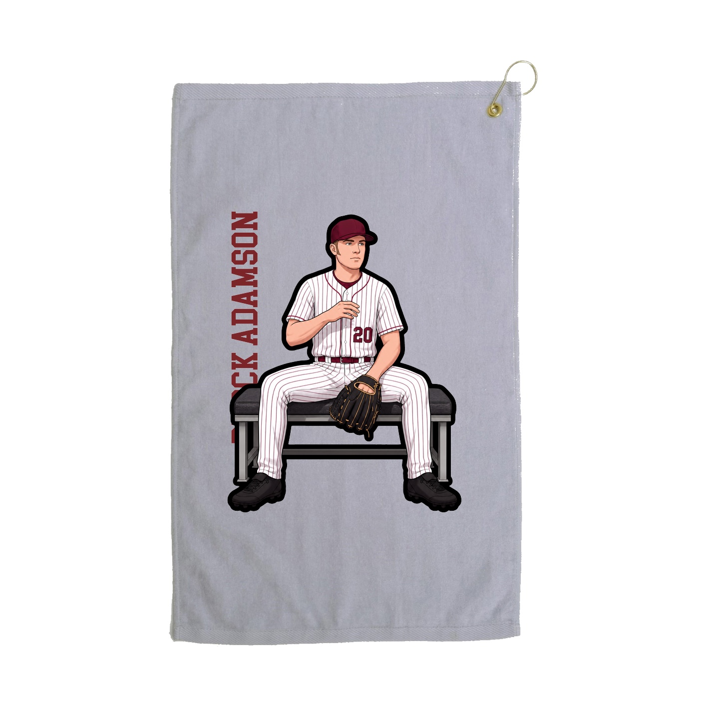Golf Towel — Name Vertical in Grey