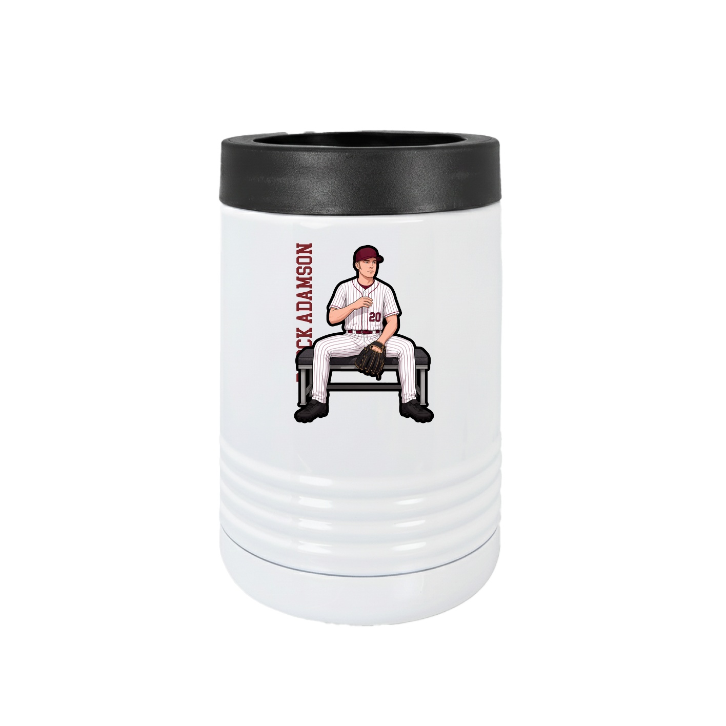 Beverage Holder — Name Vertical in White