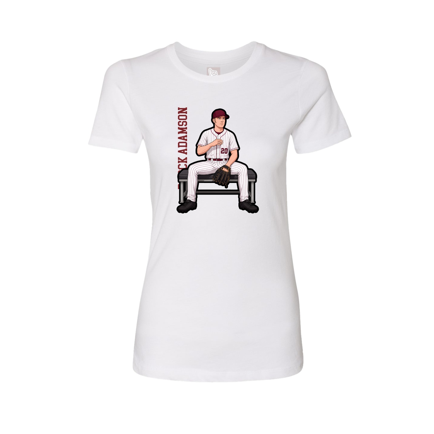 Fitted Women's Tee — Name Vertical in White