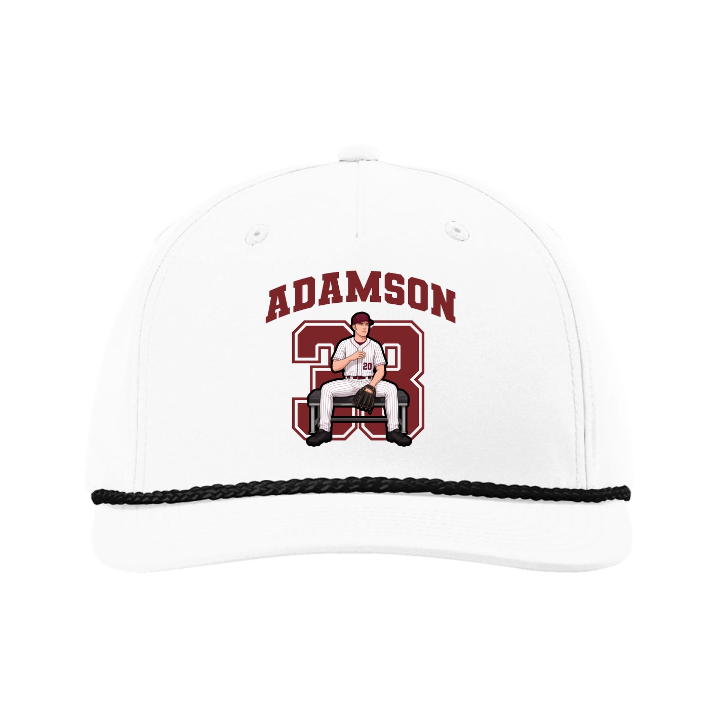 Five-Panel Classic Rope Cap — Number in White