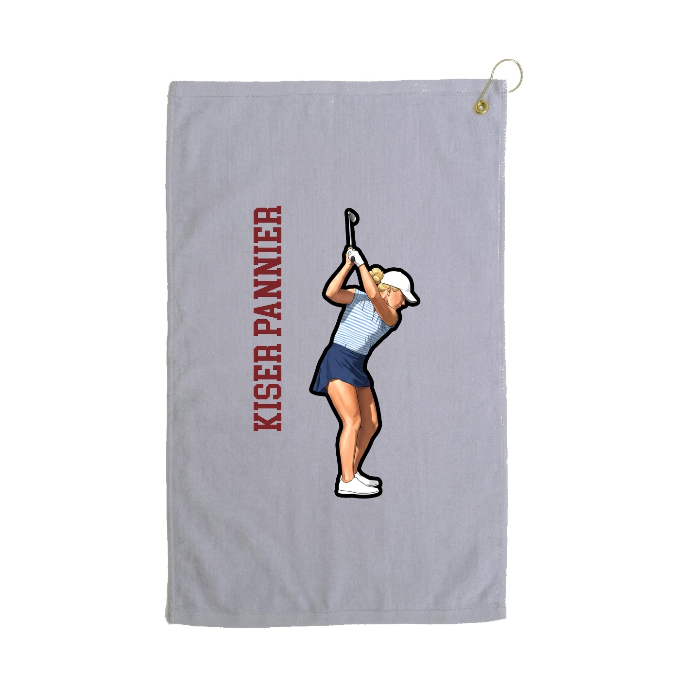 Golf Towel — Name Vertical in Grey