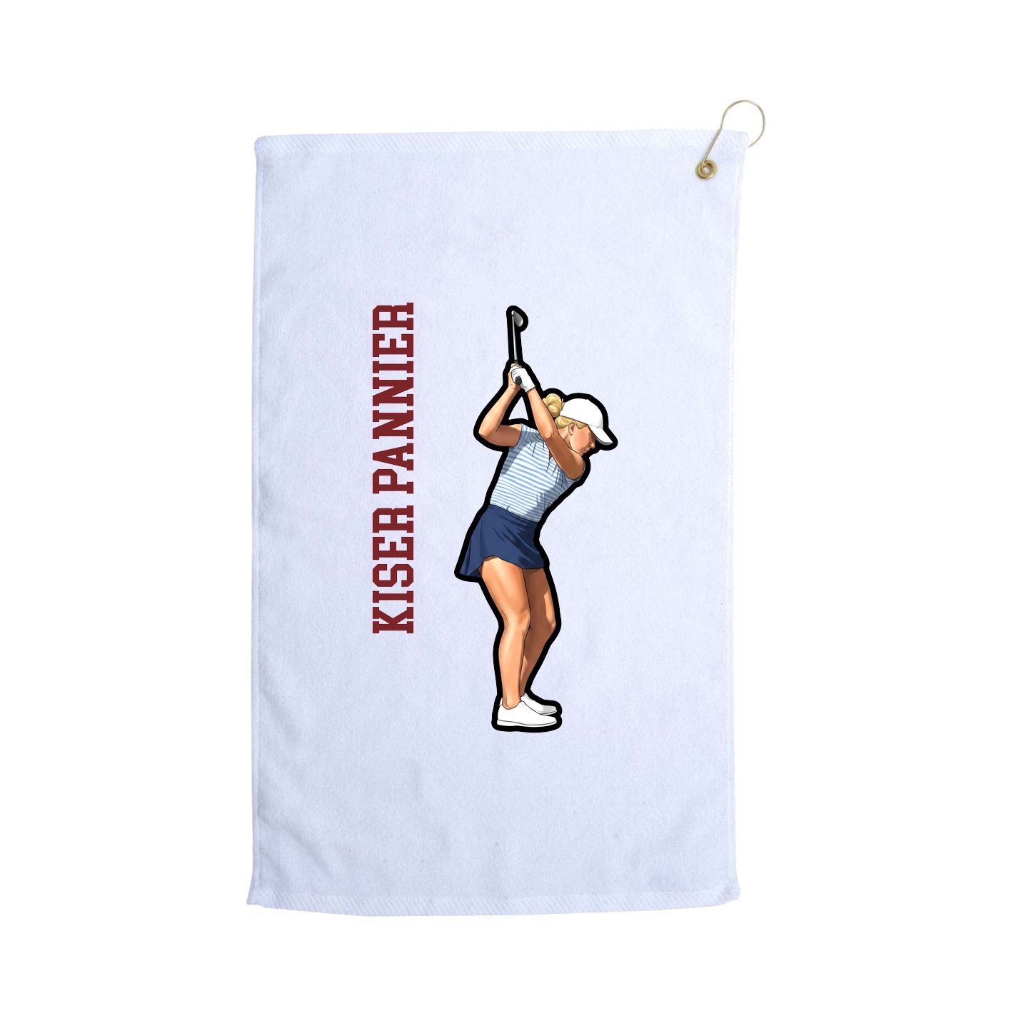 Golf Towel — Name Vertical in White