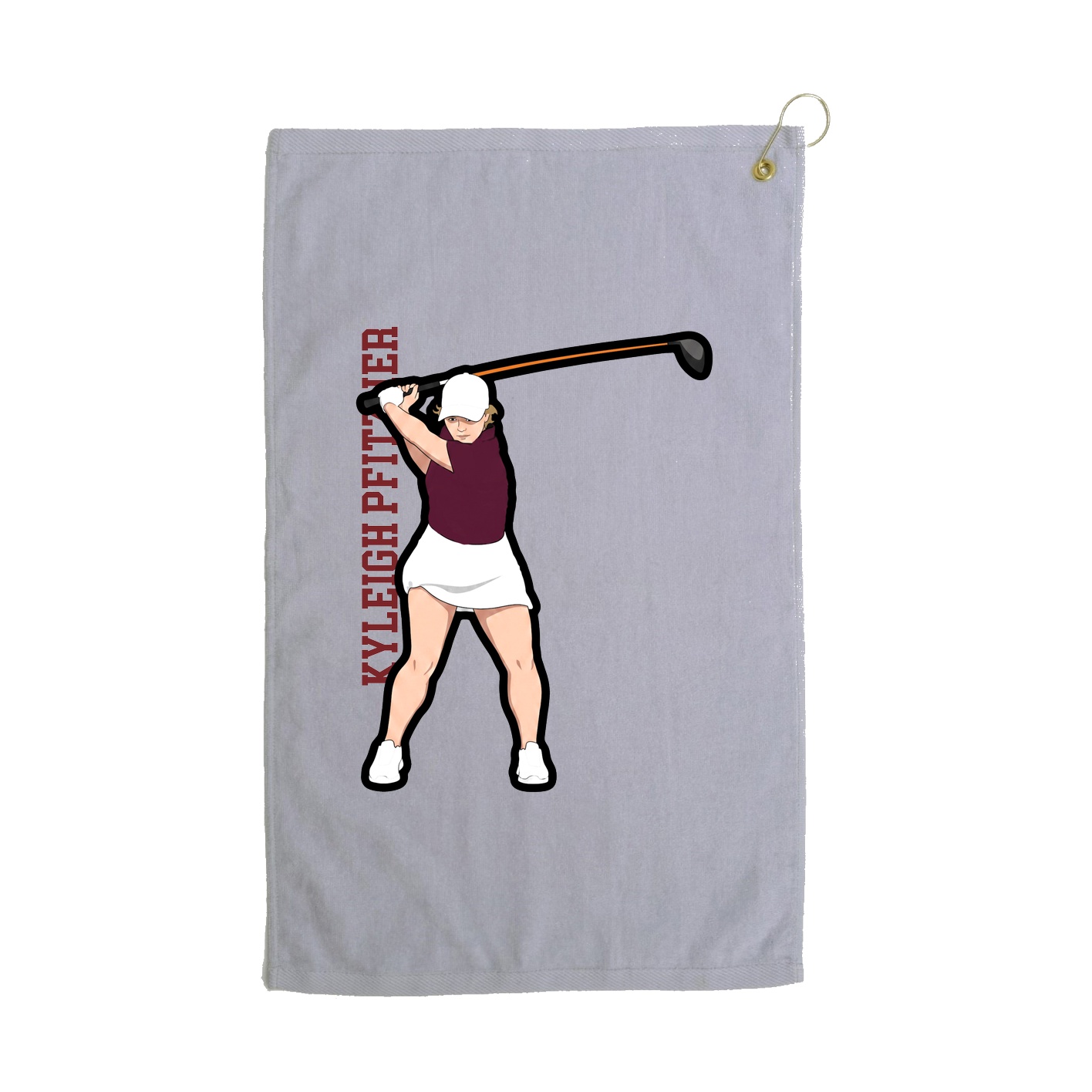 Golf Towel — Name Vertical in Grey
