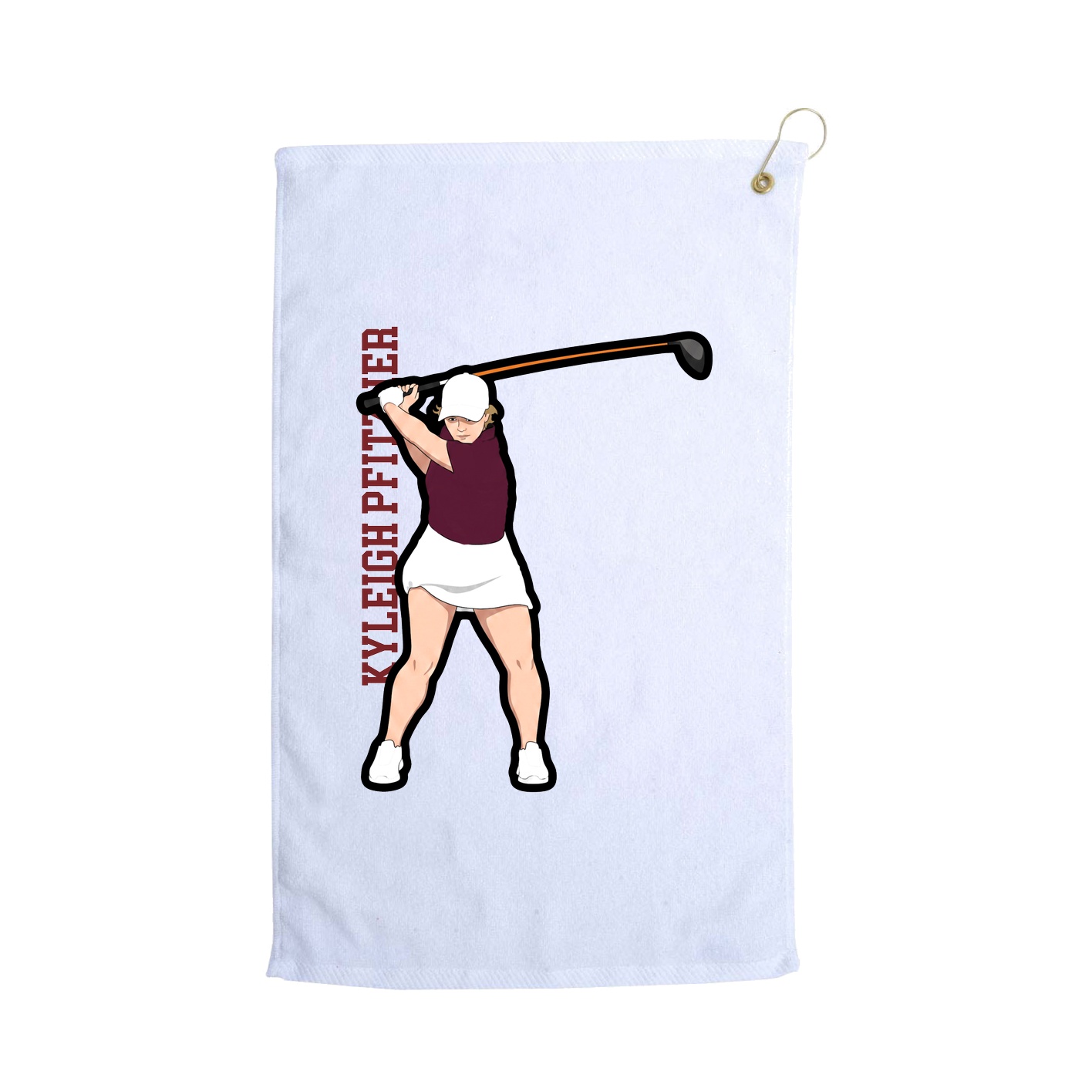 Golf Towel — Name Vertical in White